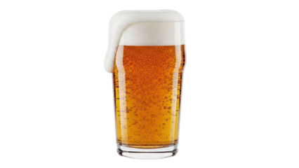 Refreshing Beer With Frothy Head Overflowing