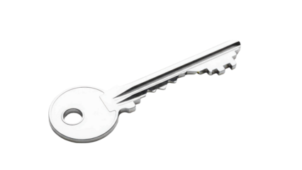 Single Silver Key on Black Background