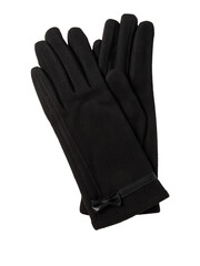 Pair of black textured knitted gloves isolated on transparent background