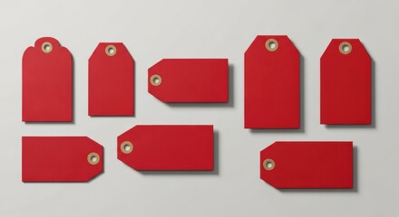 Set of red paper price tags for business sale note design template