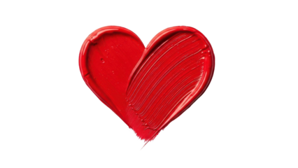 Red lipstick heart brush stroke on black