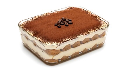 Classic Italian Tiramisu Dessert with Coffee Beans.