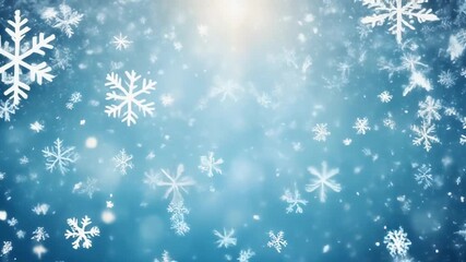 Snowflakes falling on a blue background - Powered by Adobe
