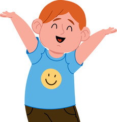 Obraz premium Happy Kid With Raised Arms