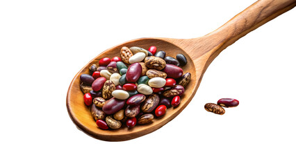 Harvest of hearty beans in wooden spoon, a nutritious medley for healthy eating, protein-rich diet, food preparation and culinary inspiration, cooking