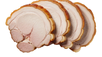 Delicious char siu pork slices food photography for asian cuisine and bbq meat lovers recipe inspiration on transparent background