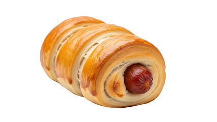 Fototapeta premium Delicious sausage roll pastry food baked snack appetizer bread lunch dinner breakfast tasty fresh treat roll on transparent background