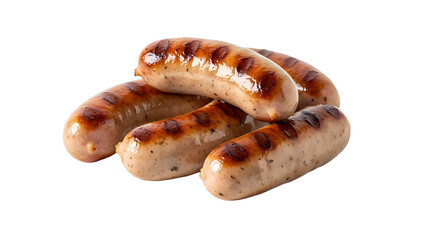 Grilled sausages food photography delicious bratwursts barbecue dinner lunch meat protein tasty closeup view on transparent background