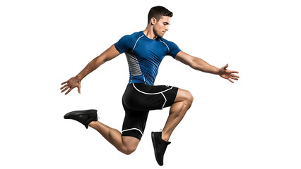 Athletic man jumping fitness workout exercise sport training active lifestyle healthy wellbeing wellness on transparent background