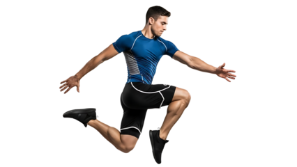Athletic man jumping fitness workout exercise sport training active lifestyle healthy wellbeing wellness on transparent background