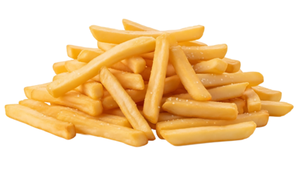 Delicious golden french fries potato chips snack food fried potatoes tasty meal side dish restaurant cuisine on transparent background