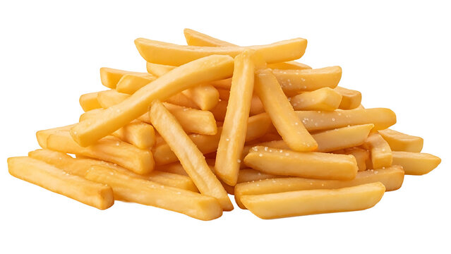 Delicious golden french fries potato chips snack food fried potatoes tasty meal side dish restaurant cuisine on transparent background - Powered by Adobe