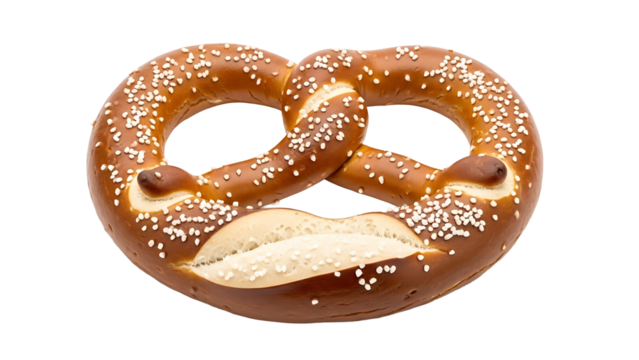 Fresh baked pretzel with sesame seeds traditional german treat perfect for oktoberfest and snack food 100 on transparent background