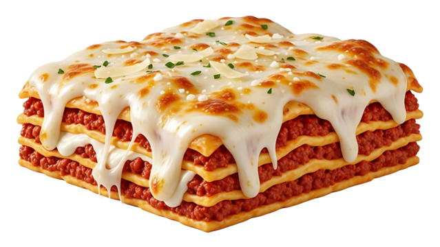 Delicious homemade lasagna recipe with meat sauce and cheese italian food pasta dish easy dinner classic comfort food on transparent background