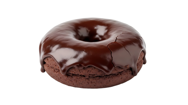 Chocolate donut dessert food glazed delicious sweet bakery treat baked snack doughnut indulgence yummy on transparent background