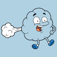 Cartoon Cloud Character Emitting a Fart with Surprised Expression.