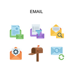 Email related colorful icon set