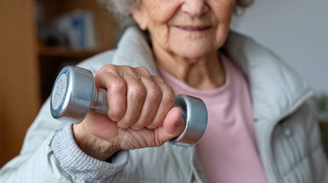 Improvement journey of a nurse assisting wheelchair patient with dumbbell in hospital environment - Powered by Adobe