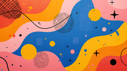 Modern abstract art with playful, vibrant shapes