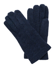 Pair of dark blue knitted wool gloves isolated on transparent background