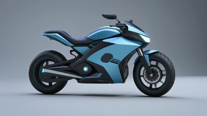 Futuristic electric motorcycle concept design sleek blue and black sportbike with glowing accents on a clean studio background showcasing modern innovation and advanced technology - Powered by Adobe