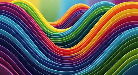 Wavy rainbow colored layers creating a vibrant and colorful abstract background effect design art