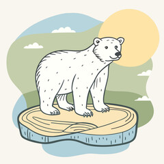 Polar Bear on Ice Floe A Symbol of Climate Change.