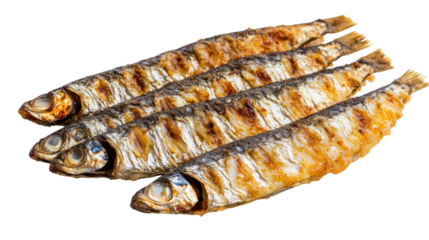 Fried Sardine Fish isolated on a transparent background