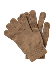 Pair of textured brown leather work gloves isolated on transparent background