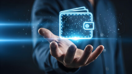 Secure Online Payments Concept Hands Holding Virtual Credit Card