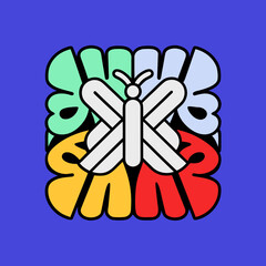 Butterfly on Colorful Abstract Shapes graphic