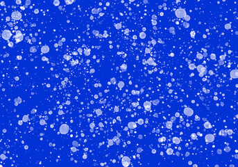 Fondo azul con pompas. Nevando. Nieve