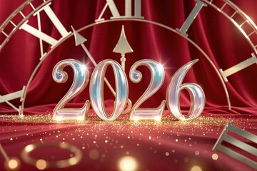 Elegant countdown setup featuring large Roman numerals and shimmering dust