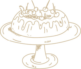 Line Art Cake on Stand