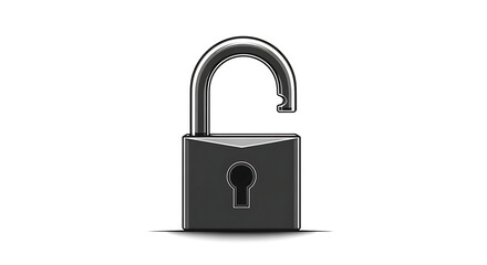 Naklejka premium Illustration of a metal padlock in an open position with a keyhole on a white background ai generated