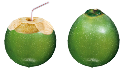 coco verde gelado isolado em fundo transparente - água de coco 