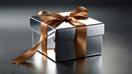 Elegant Gift Box on Reflective Glass Surface. Perfect for premium branding, corporate gifting visuals, advertising