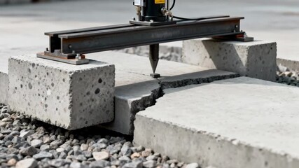 Medium shot focus on solid concrete block foundation demonstrating maximum loadbearing capacity for durable structural support.