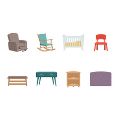 Fototapeta premium Furniture items flat illustrations set