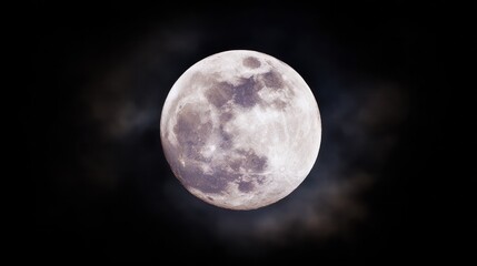 Obraz premium Detailed close-up of a full moon in the night sky, radiating a soft celestial glow. travel magazines, destination branding, designed for outdoor magazines and nature guides.