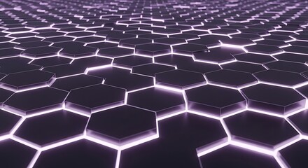 A dark hexagonal pattern with glowing edges creating a futuristic and techy background design