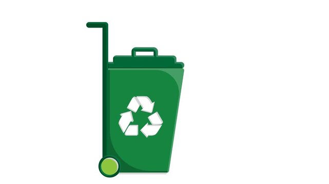 trash animated. vector throw away trash. recycling animation. sustainability. reuse web icon. flat design style