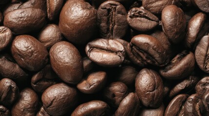 A detailed close-up view of coffee beans, showcasing their rich texture and warm tones. bar promotions, beverage menus, designed for food & beverage menus and cafe branding.