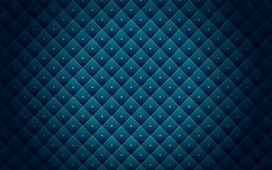 Fototapeta premium Elegant blue quilted fabric background with golden accents