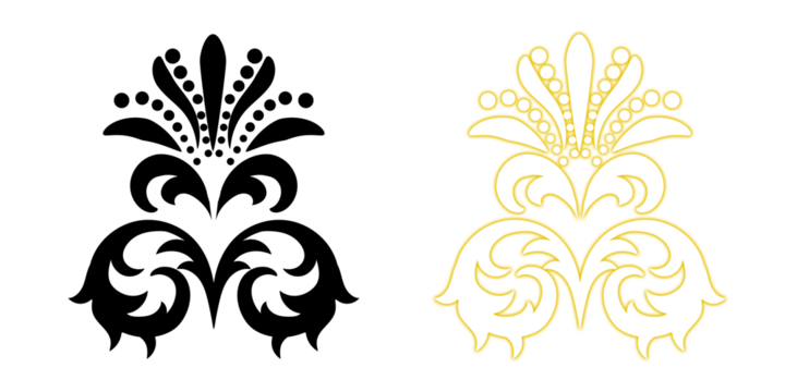 Elegant golden ornament on a dark background