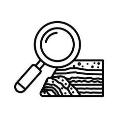 Geological Soil Research and Analysis Icon with Magnifying Glass