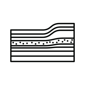 Geological Cross-Section Icon with Curved Strata and Granular Layer
