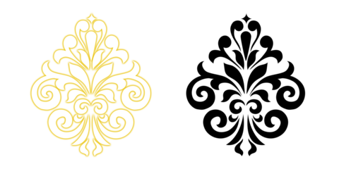 Golden decorative ornament on black background design element