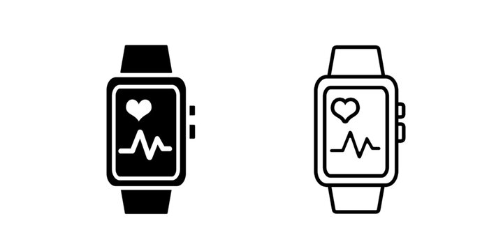 Fitness tracker set icon isolated on white background.