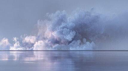Abstract ethereal scene with soft overlapping cloud-like formations interacting in a dreamy atmosphere.